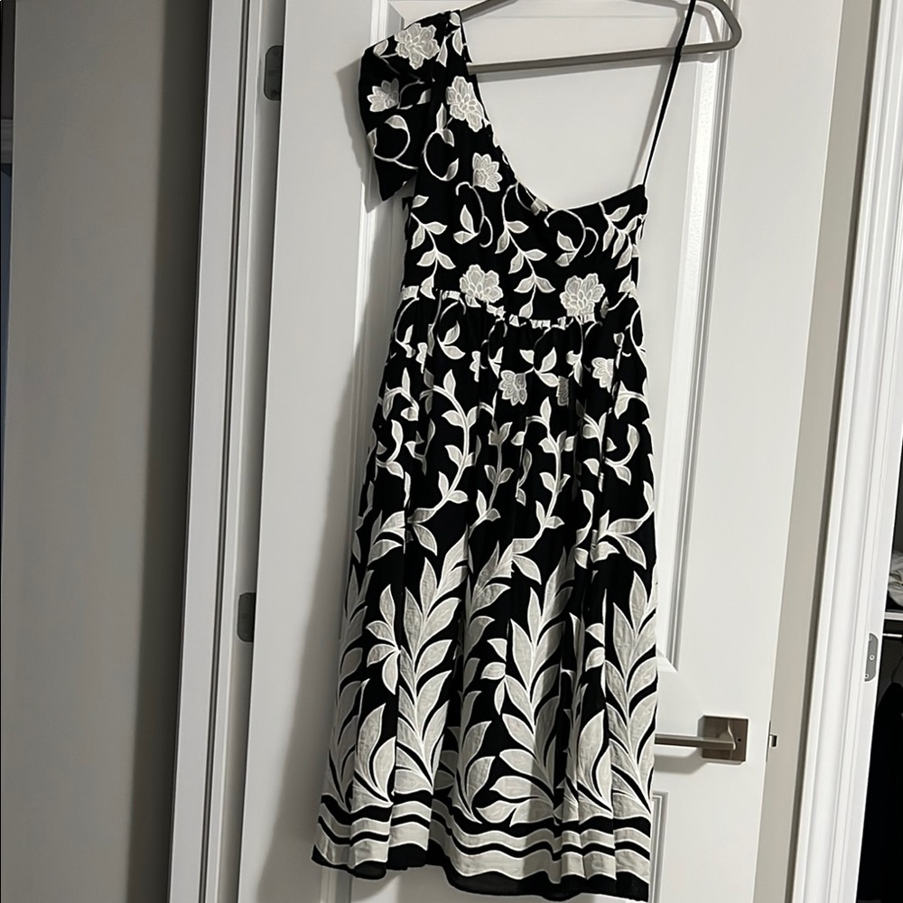 Anthropologie Black and White Asymmetrical A-line Dress